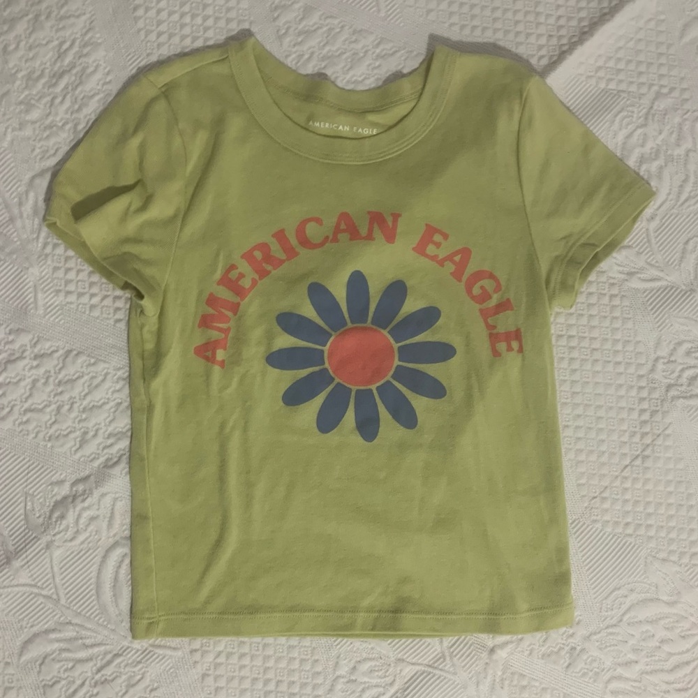 American Eagle | Vintage Style Logo Baby Tee | Size xs